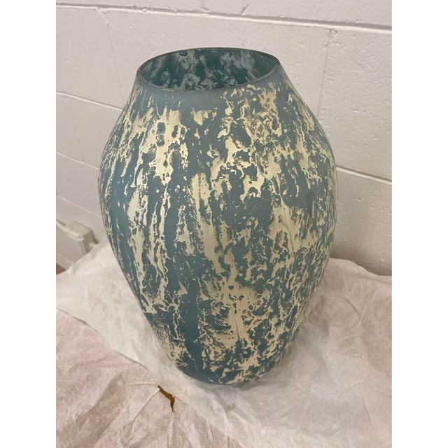 Art Deco Powder Blue Vase With Silver Overlay For Sale - Image 3 of 3