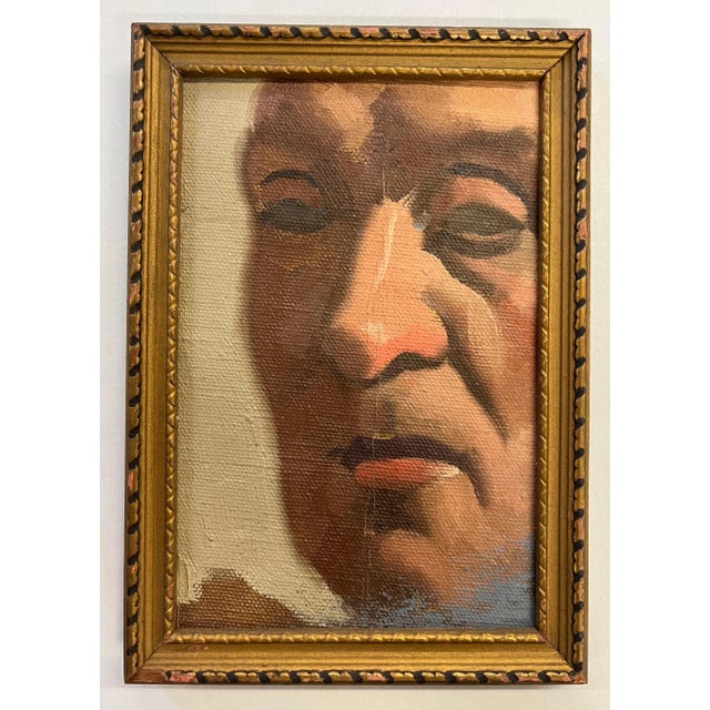 Brown 1950s Portrait Oil Painting of a Gentleman by Louis Ferretti, Framed For Sale - Image 8 of 8