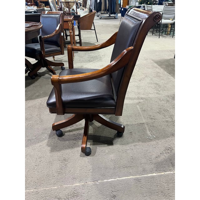 Wood Hillsdale Home Dark Wood and Leather Game Table With Chairs For Sale - Image 7 of 9