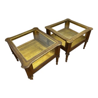 Mid 20th Century Pair of Weiman Gilded Vitrine Tables For Sale