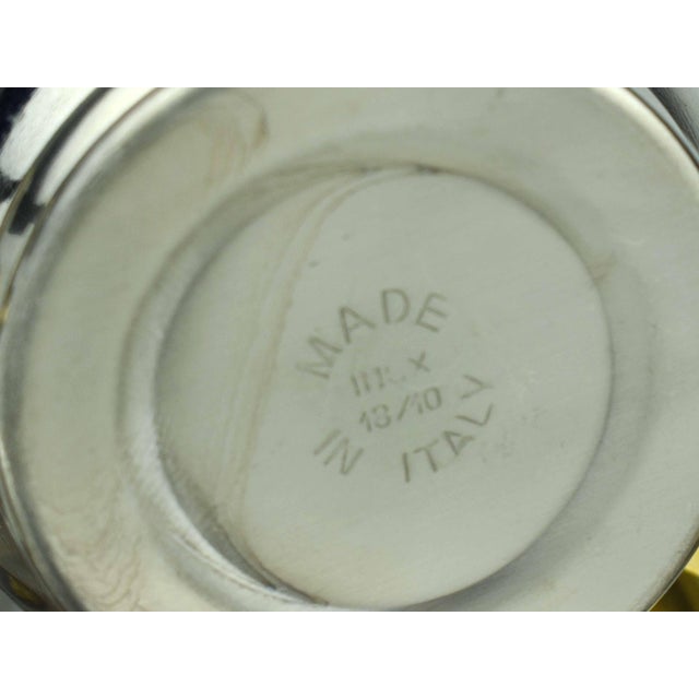 Mid 20th Century Italian Stainless Steel and Gold Espresso Demitasse Cups & Saucers With Moka Pot Serving Set by Inox- 15 Pieces For Sale - Image 10 of 11