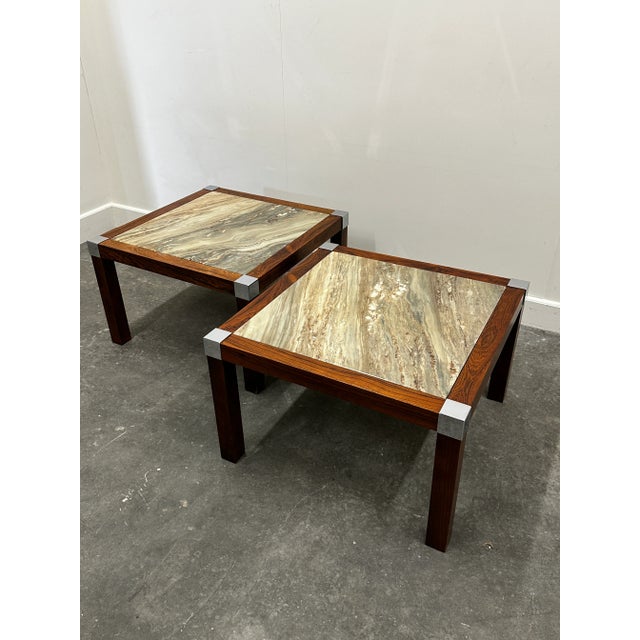 Vintage Coffee Table in Marble and Palisander, 1970s For Sale - Image 10 of 15