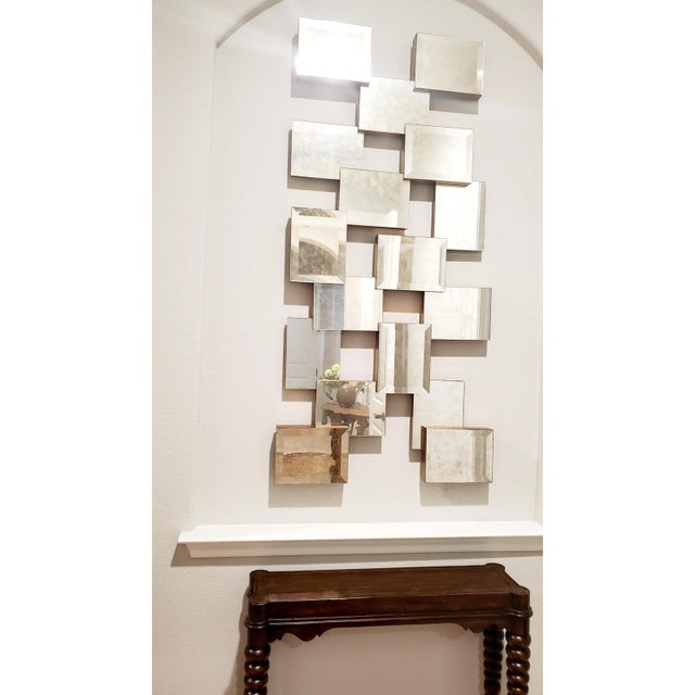 Mid-Century Modern Neiman Marcus Large John-Richard Brutalist Beveled Block Mirror Sculpture - Circa 2005 For Sale - Image 3 of 3