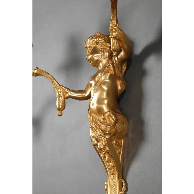 Metal 19th-Century Napoleon III Ormolu Sconces, Set of 2 For Sale - Image 7 of 11