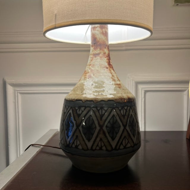 Ceramic Vintage Ceramic Lamp by Jean-Claude Malarmey, 1950s For Sale - Image 7 of 8