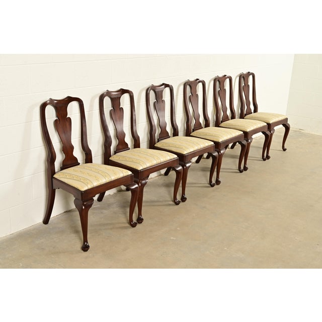 Henkel Harris Queen Anne Solid Mahogany Dining Chairs, Set of Six For Sale - Image 14 of 14