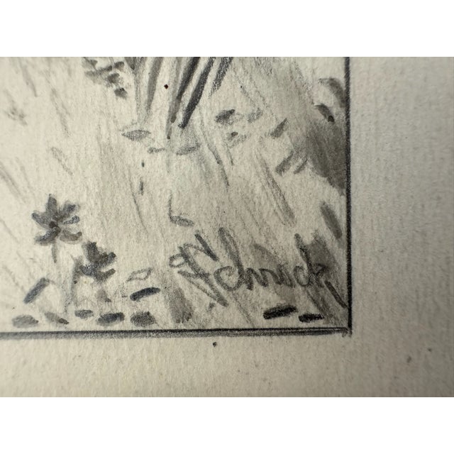 1940s Original Signed Graphite Illustration of Hunting Dog Retrieving Pheasant, 7.25 × 9 In. For Sale - Image 5 of 6