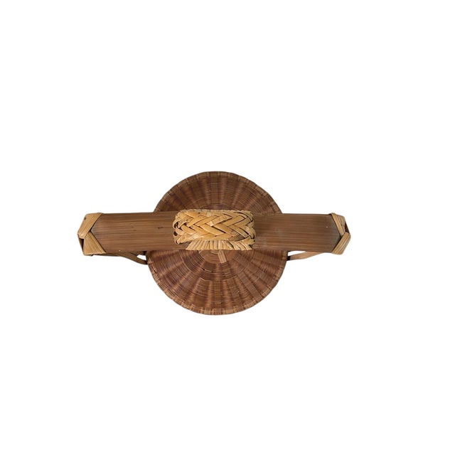 Mid 20th Century Vintage Wicker Chinese Wedding Basket With Handle 15”Dx25”H For Sale - Image 5 of 8