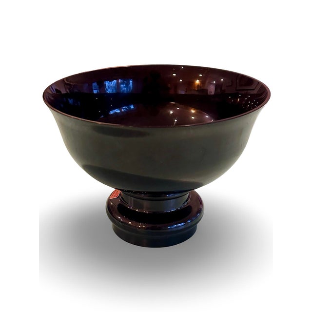 Contemporary 1980s Black Glass Bowl For Sale - Image 3 of 6