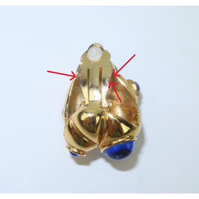 Antigona Paris Gold Plated Sculptural Earrings With Blue Cabochons, a Pair For Sale - Image 12 of 12