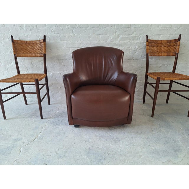 Brown Mid-Century Club Chair in Rich Cigar-Brown Patinated Leather, 1960s For Sale - Image 8 of 9