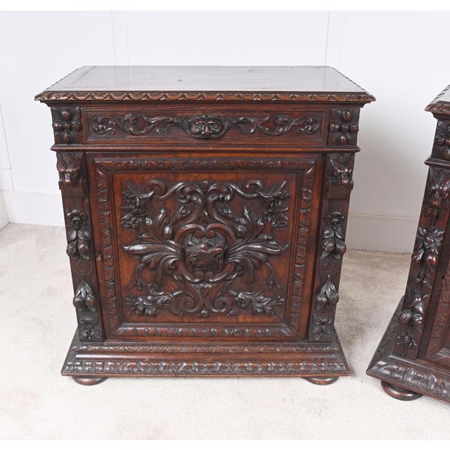 Antique German Black Forest Animal Carved Side Cabinets, 1860s, Set of 2 For Sale - Image 3 of 18