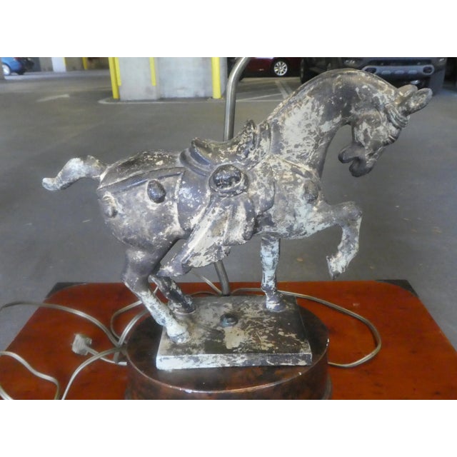 Asian Vintage Chinese Tang Horse Decorator Lamp For Sale - Image 3 of 9