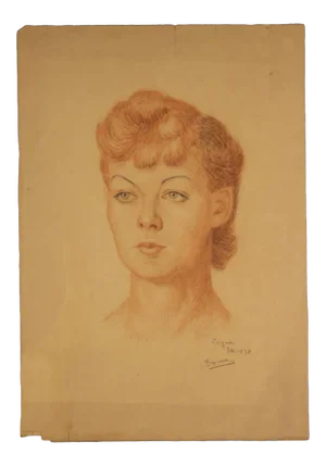 Emile Lejeune Early Portrait of a French Woman Colored Pencil and Graphite 1938