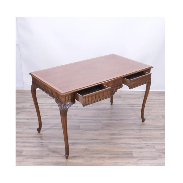 Early 20th Century George III Style Banded Mahogany Two-Drawer Console Table For Sale In New York - Image 6 of 9
