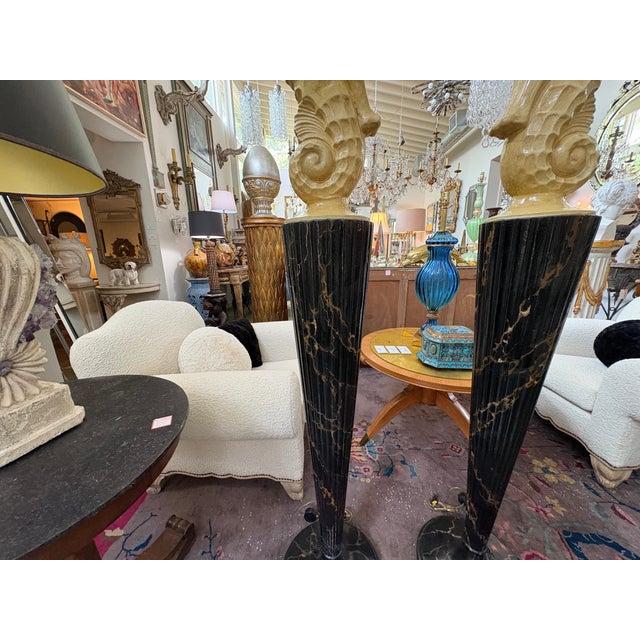 1940s 1940s French Serge Roche Attributed Seahorse Torchieres - a Pair For Sale - Image 5 of 16