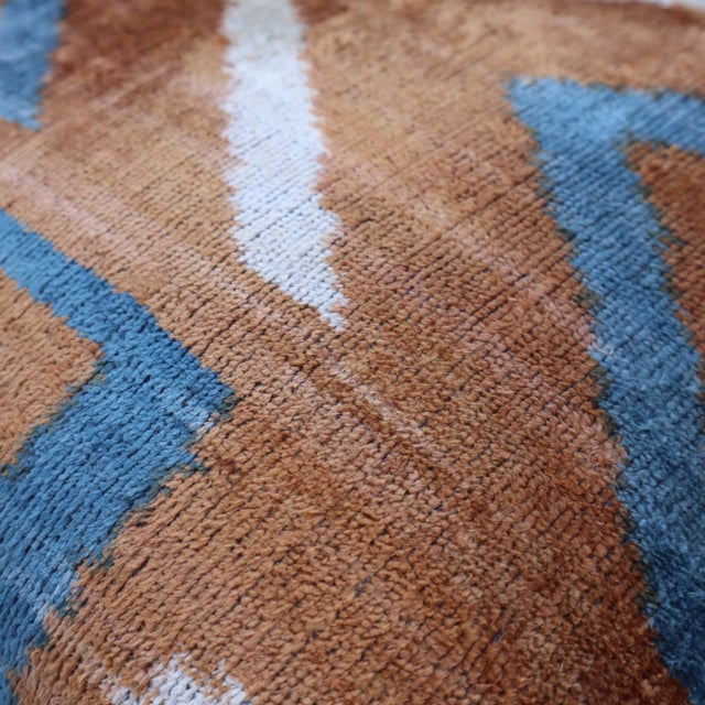 Contemporary Velvet Brown Ivory Throw Pillow With Down Insert For Sale In San Francisco - Image 6 of 7