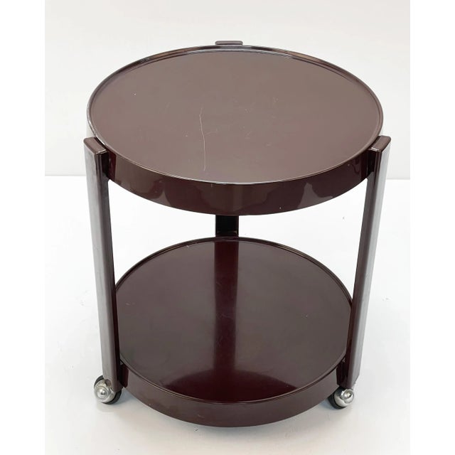 Mid-Century Italian Round Brown Plastic Bar Cart with Two Shelves, 1970s For Sale - Image 10 of 17
