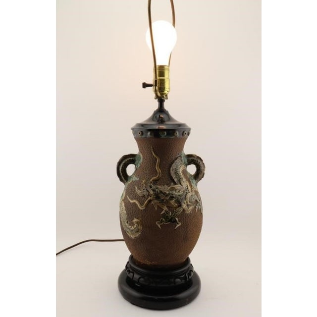 Late 19th Century Antique Meiji Period Japanese Sumida Gawa Moriage Dragon Vase Lamp For Sale - Image 5 of 18