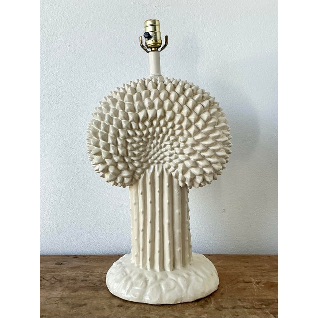 Ceramic Vintage Boho Glazed Ceramic Cactus Lamp After Dickinson For Sale - Image 7 of 9
