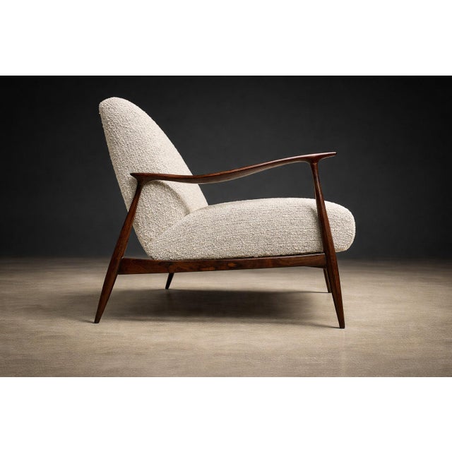 Sofa in Rosewood and Ivory Bouclé by Giuseppe Scapinelli, Brazil, 1950s - Lot 449B For Sale - Image 9 of 15