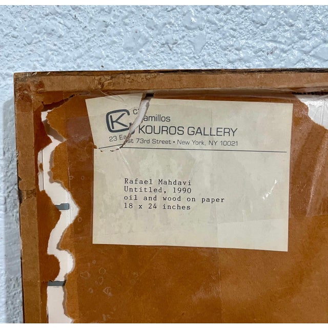 Rafael Mahdavi, Abstract Wood Collage Assemblage Oil Painting Rafael Mahdavi Art Brut Kouros NYC, 1990 For Sale In Miami - Image 6 of 7