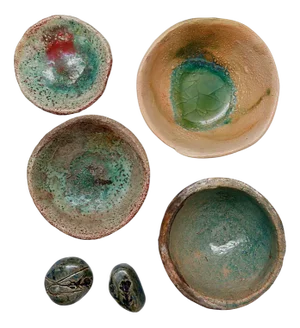 Green Decorative Ceramics by N. Lebrun, Belgium, 1970s, Set of 6