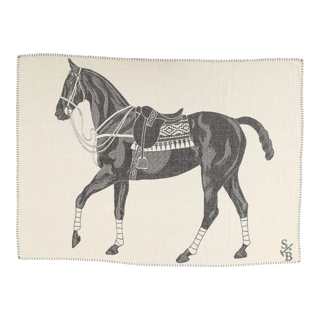 Polo Pony Alpaca Throw Blanket - Charcoal For Sale