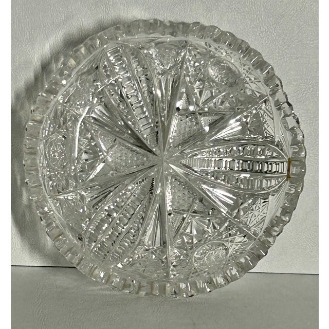 Antique (Early 20th Century) Bowl made of American Brilliant Cut Glass with Starburst & Hobstar Motif. The Measurements:...