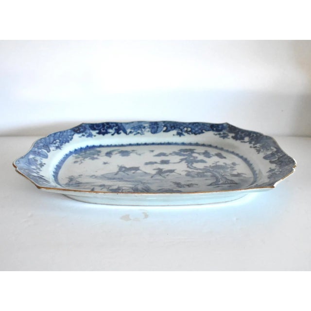 Pair of Qianlong Blue Underglaze Chinese Export Porcelain Deer Platters For Sale - Image 4 of 13
