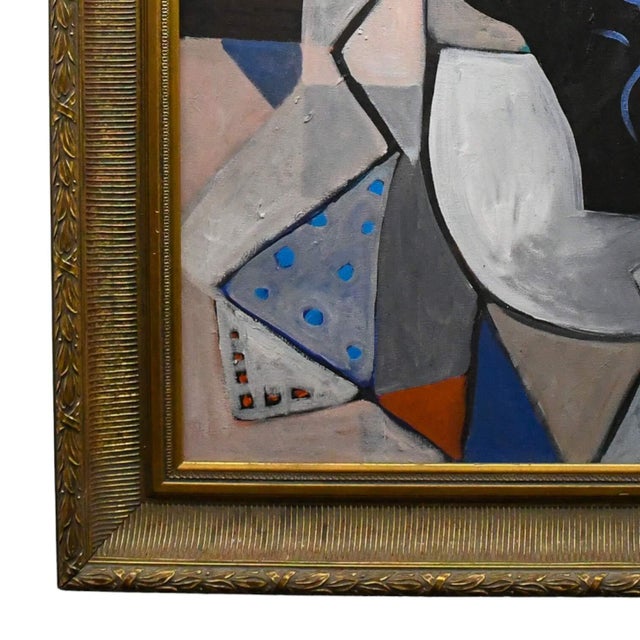 Abstract 1995 Blue Flower Teapot Painting in Frame Initialed RHB For Sale - Image 3 of 9