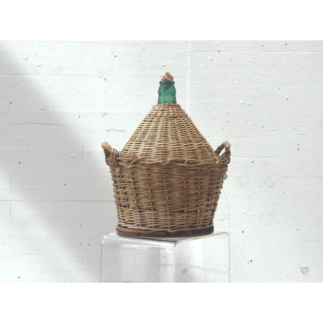 Mid-Century Italian Glass Balloon Bottle in Wickerwork, 1960s For Sale - Image 10 of 14