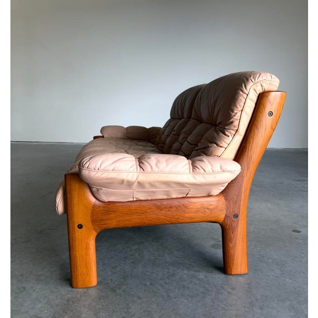 Pink Ekornes Montana Leather Loveseat For Sale - Image 8 of 11