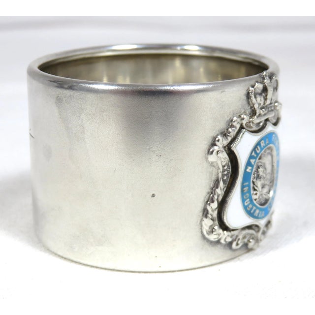 Antique Sterling Silver Enamel Quebec Canada Souvenir Napkin Ring For Sale In Boston - Image 6 of 13