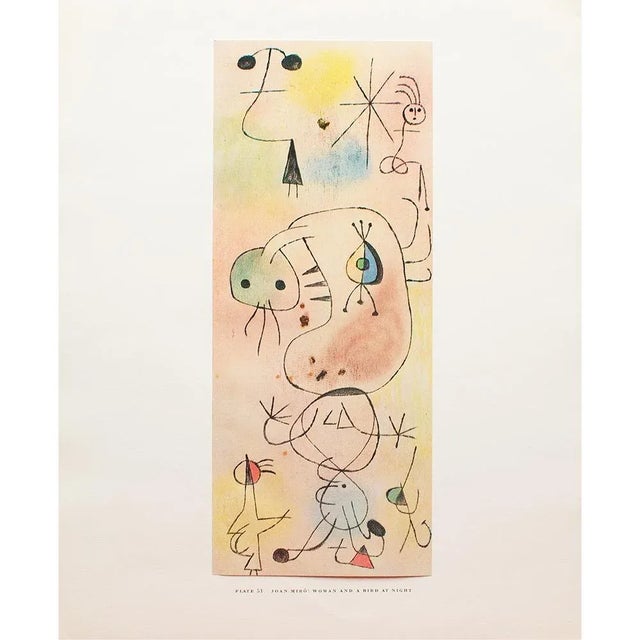 Paper 1950s After Joan Miro "Woman and a Bird at Night", First Edition Swiss Full-Color Print For Sale - Image 7 of 9