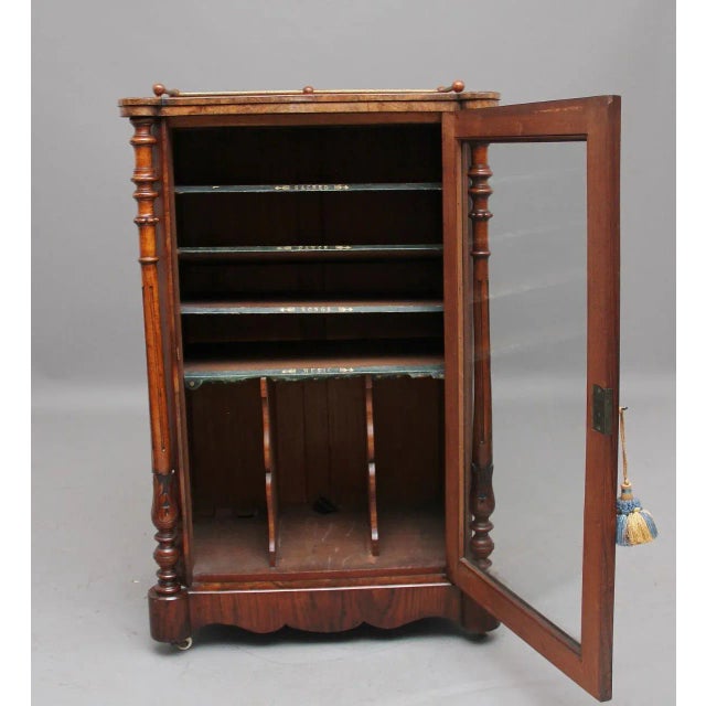 19th Century Burr Walnut Inlaid Music Cabinet For Sale - Image 9 of 13