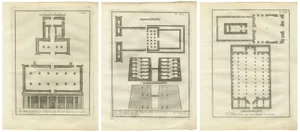 Ancient Egyptian Temple Plans, 1776, Paper, Set of 3
