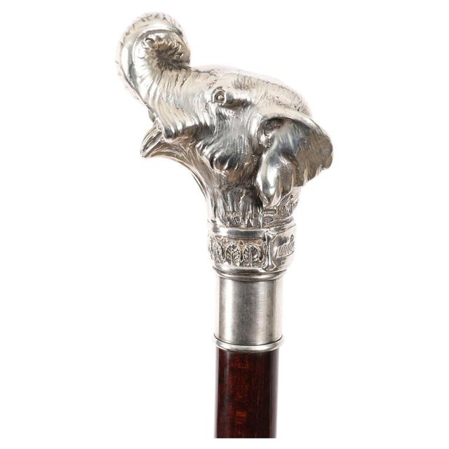 Antique Sterling Silver Elephant Walking Cane Stick, 1800s For Sale - Image 17 of 17