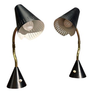 Falkenbergs Belysning, Table Lamps, Metal, Brass, Sweden, 1950s For Sale