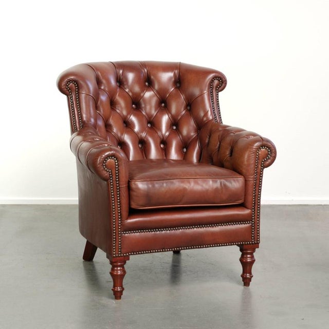 Chesterfield Club Chair in Cowhide Leather For Sale - Image 13 of 13