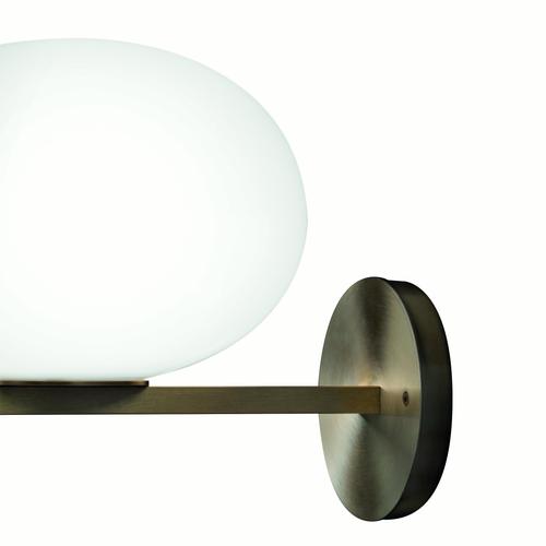 Wall Lamp in Opaline Glass and Brass by Mariana Pellegrino Soto for Oluce For Sale - Image 3 of 6