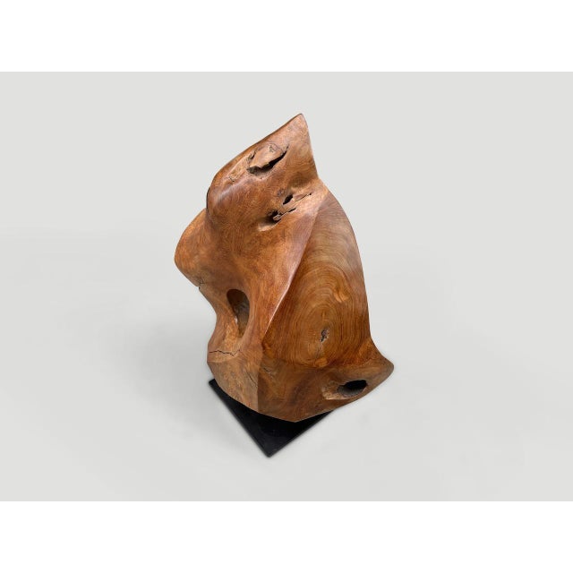 2010s Andrianna Shamaris Minimalist Teak Wood Sculpture For Sale - Image 5 of 5