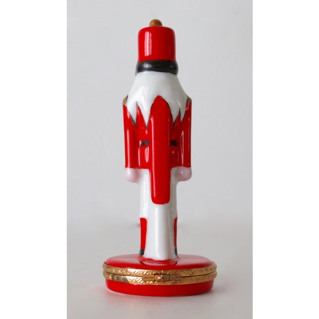 1980s French Limoges, Hand-Painted Signed, Red "Nutcracker," Toy Soldier Limited Editon Numbered Trinket Box For Sale - Image 5 of 10