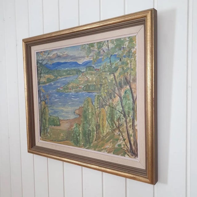 C. Åmell, River Landscape, 1948, Oil Painting on Panel, Framed For Sale - Image 8 of 18