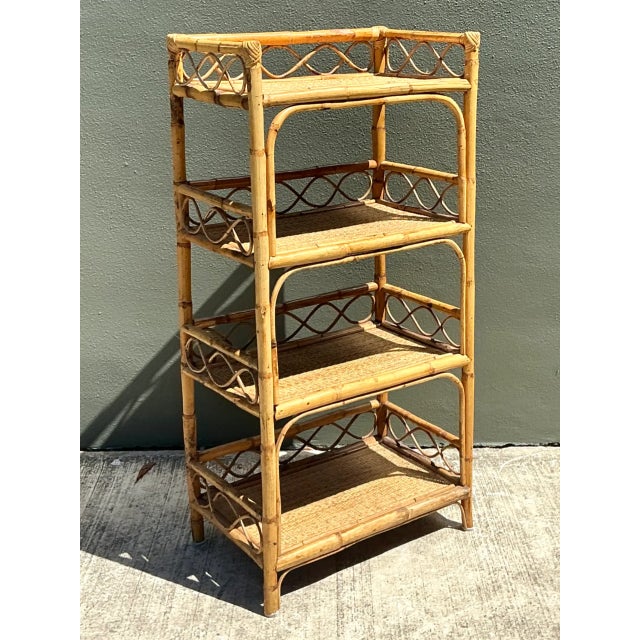 Vintage Bamboo and Rattan Etagere For Sale In West Palm - Image 6 of 12