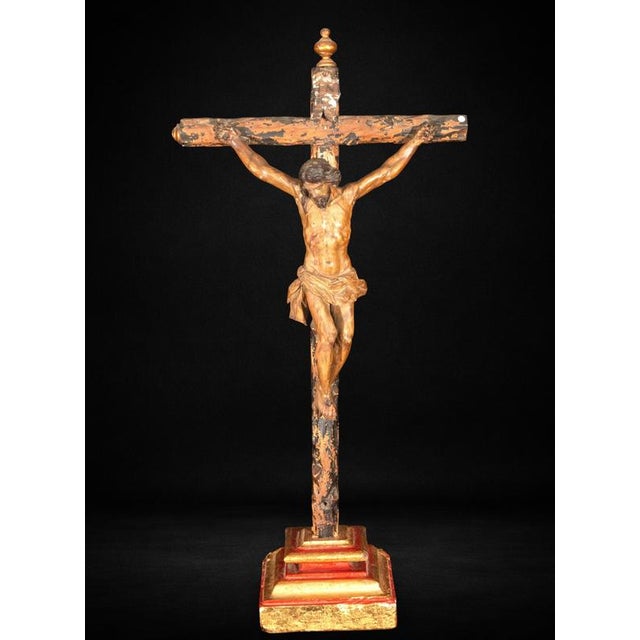 A finely carved Spanish Baroque crucifix dating from the late 17th to early 18th century, featuring a sensitively modelled...