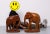 Lovely set of solid Teak wood Elephants. Remarkably large. All original even the Wooden tusks. Very nice carving. one...