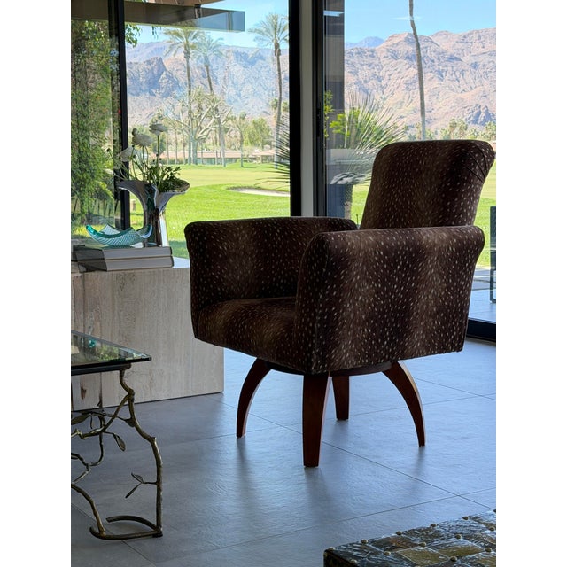 Late 20th Century Studio Craft Swivel Armchairs With Sculptural Wood Base by Peter Holzman, Set of Four For Sale - Image 12 of 12