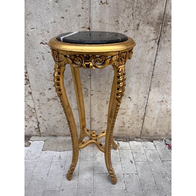 Baroque Table in Fine Black Marble, 1890s For Sale - Image 5 of 5