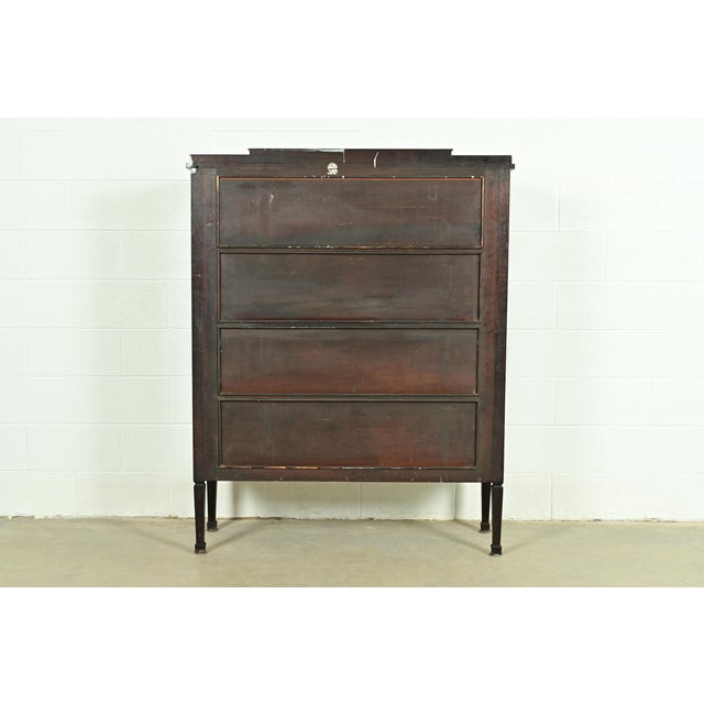 Berkey & Gay Style Antique French Regency Louis XVI Carved Mahogany Bookcase or Display Cabinet, Circa 1900 For Sale - Image 9 of 10